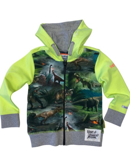 Hoody vest met rits en dino print