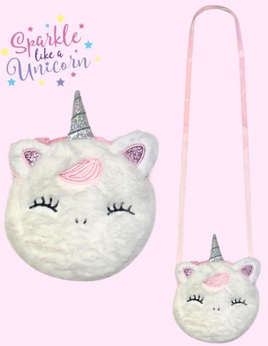 Unicorn pluche schoudertas rond